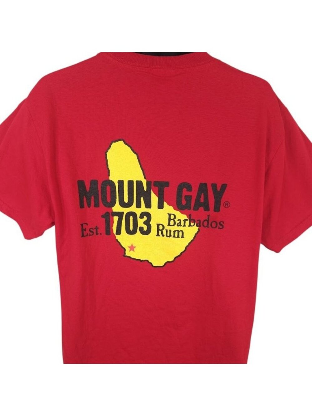 Mount Gay Rum T Shirt Mens Size Large Red Barbados Liquor Promo Tee
